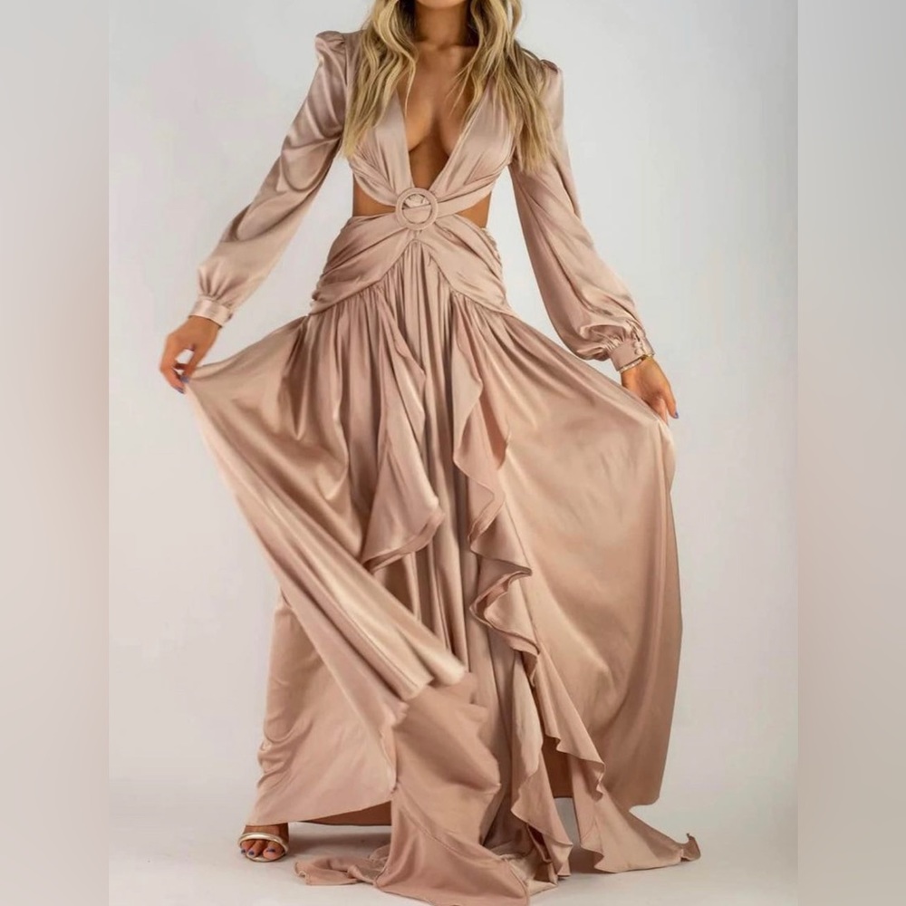 Beautiful cut out rose gold maxi dress